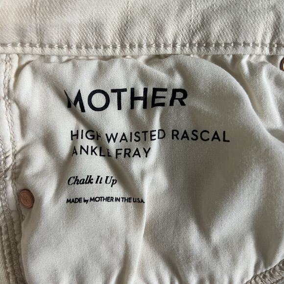 NWT Mother High Waisted Rascal Ankle Fray Chalk It Up Ivory Jeans - Picture 6 of 8